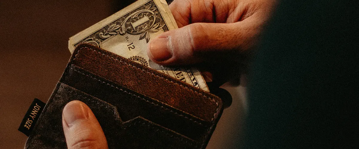 wallet with one american dollar