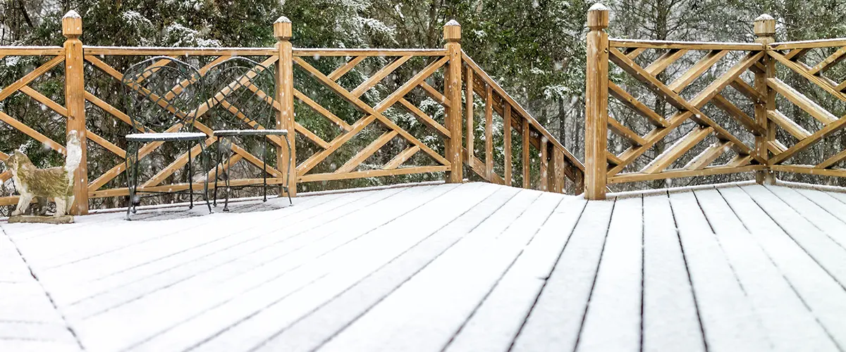 A deck with snow on it