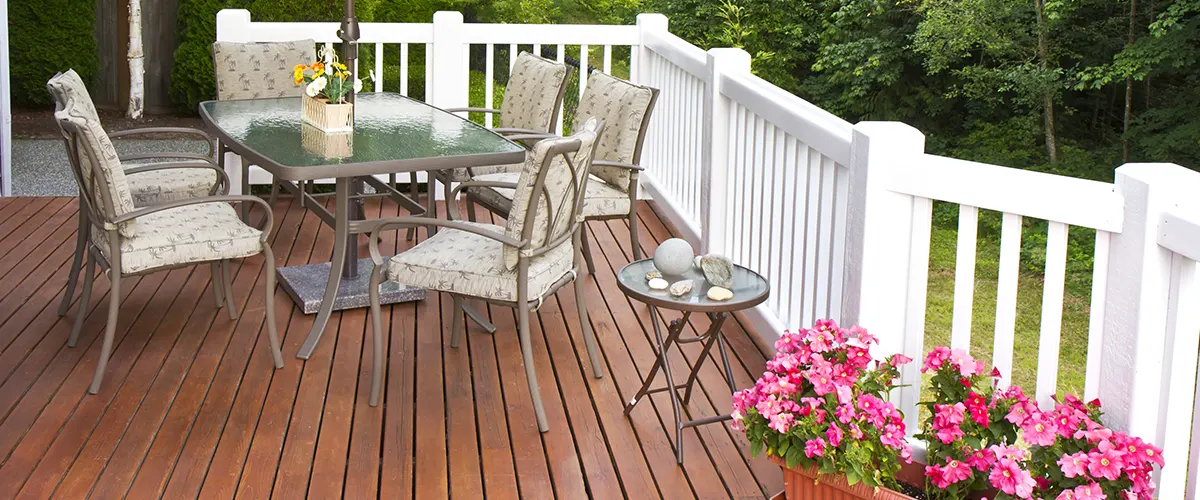 wooden deck with flower pots