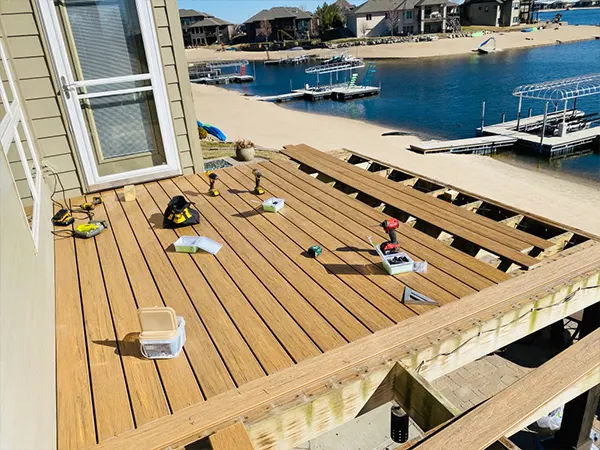 A deck repair progress