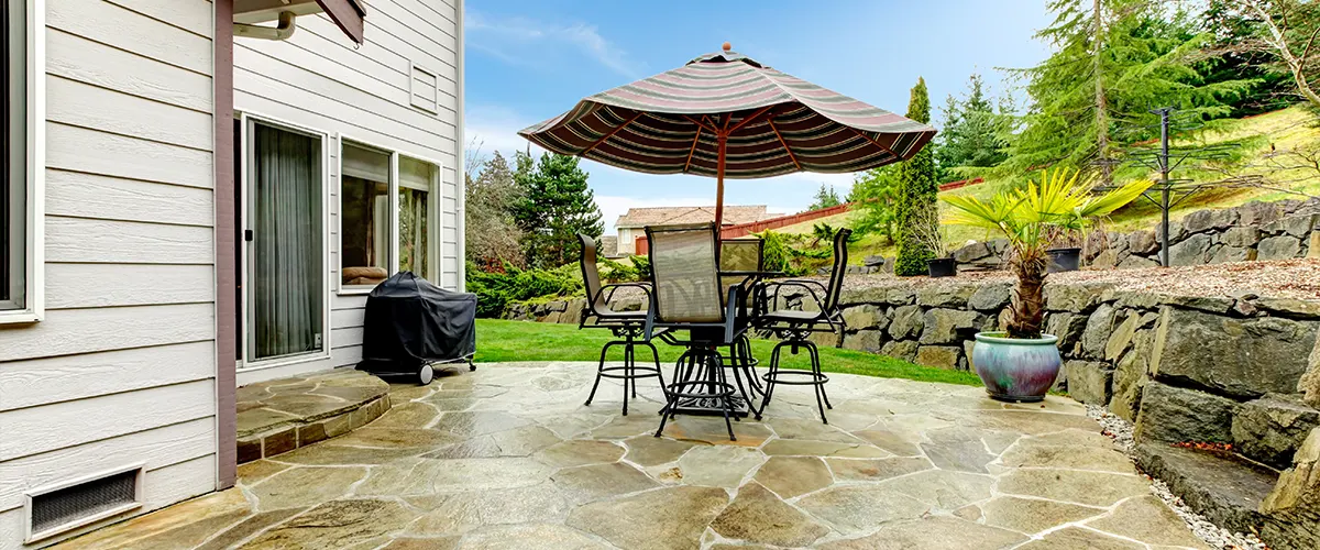 A flagstone concrete patio cost is higher than any other concrete patios
