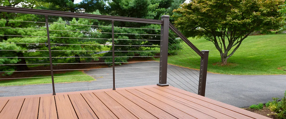 A metal rail on a composite deck