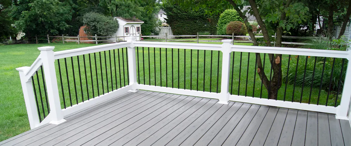 A metal rail with composite posts and balustrade