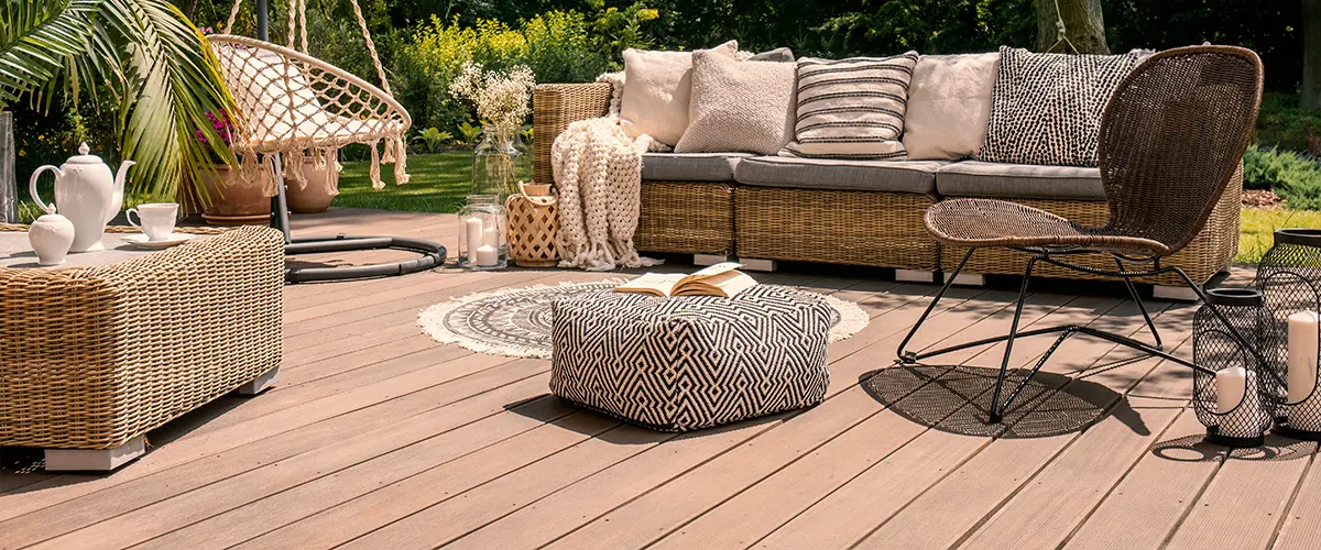 A beautiful composite deck with outdoor furniture