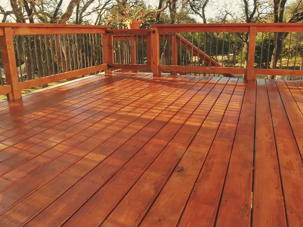 A redwood decking construction