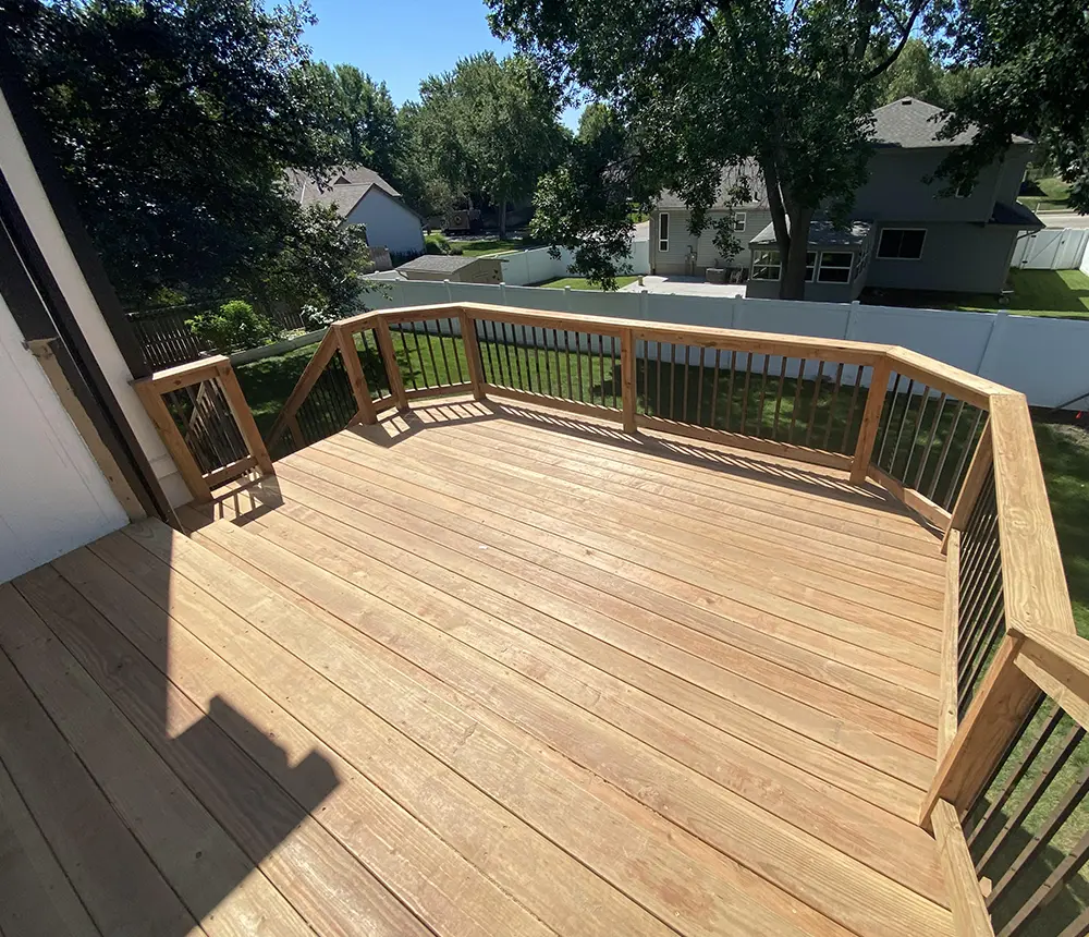 Wooden deck with custom aluminum railing
