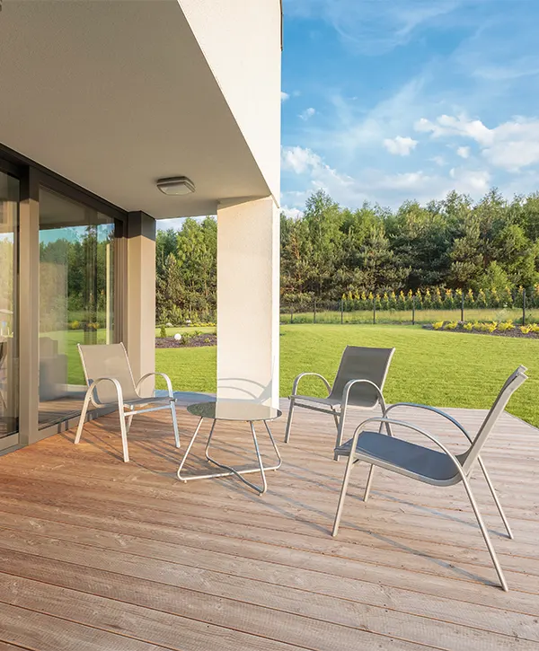 Composite decking with metal chairs