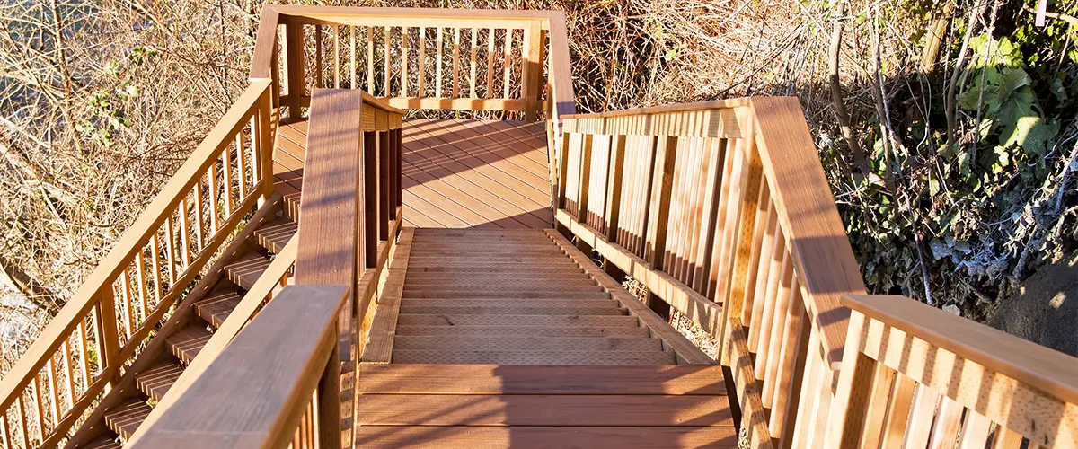 Beautiful wood deck stairs