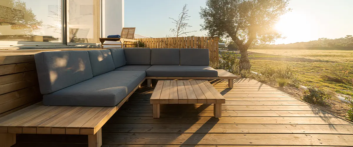 A beautiful free standing deck at dawn