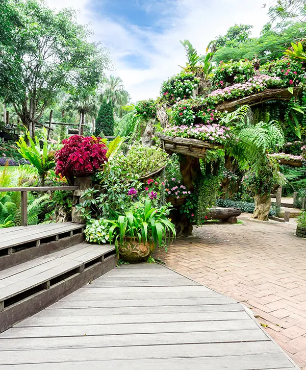 An outdoor space before the contractor removed the concrete slabs