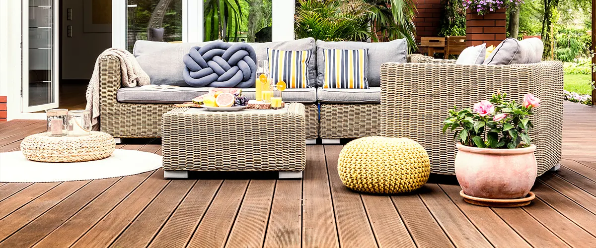 Composite decking with outdoor furniture