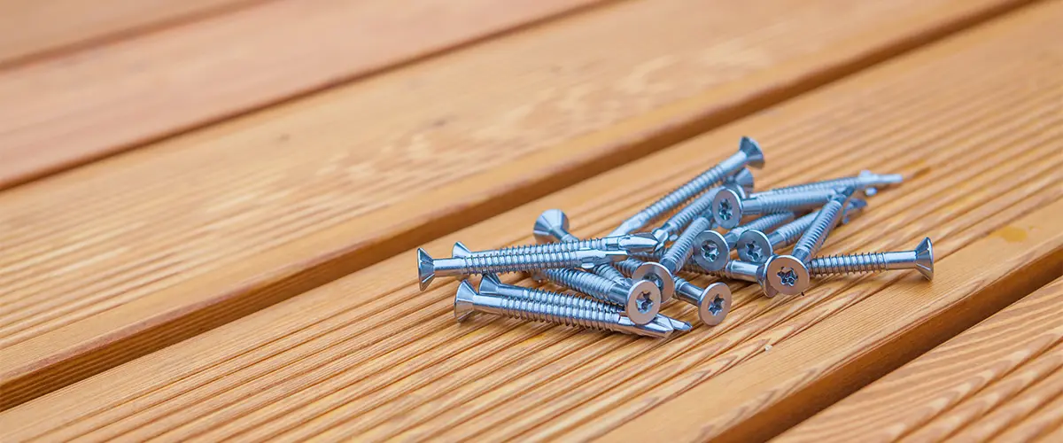 Composite decking and screws for decking