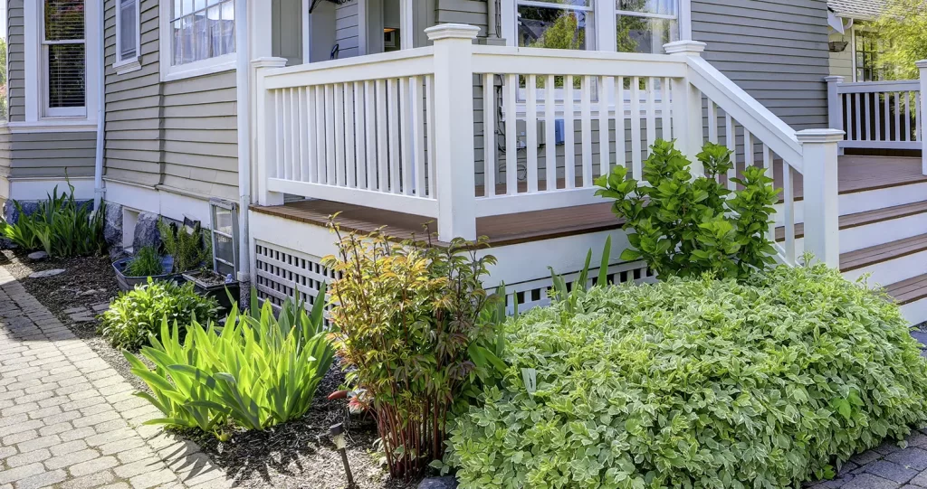 What Is Decking Skirting And Why Do You Need It? White modern deck with white paint and white lattice deck skirting