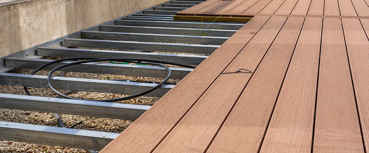 Composite decking with metal frame