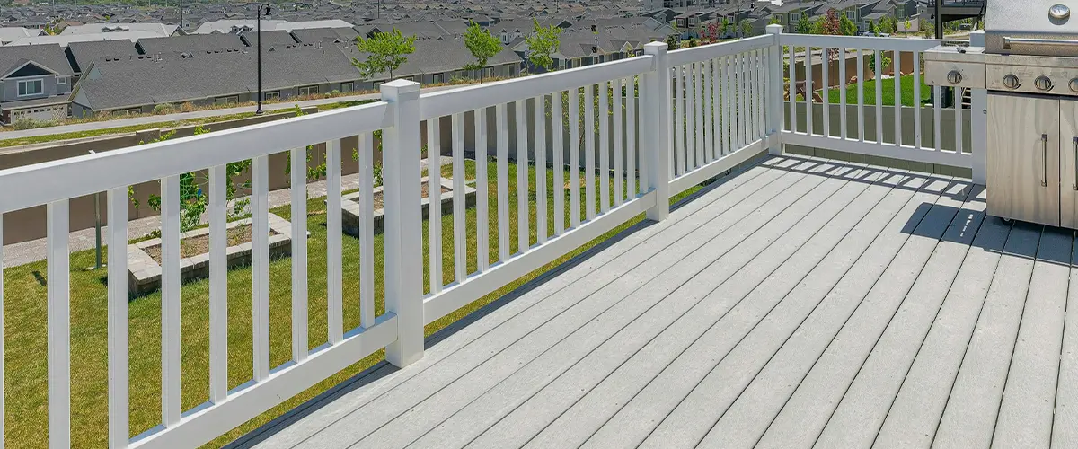 White composite railing with composite decking