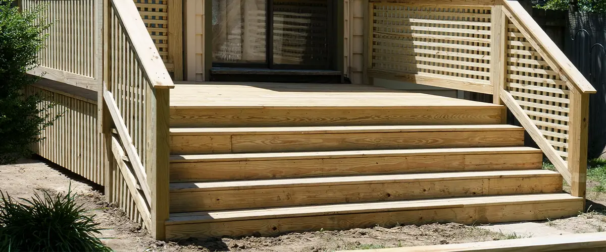 Pressure treated wood deck stairs