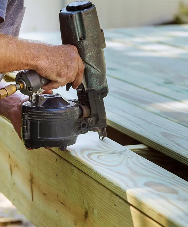 Nail gun for wood decking installation