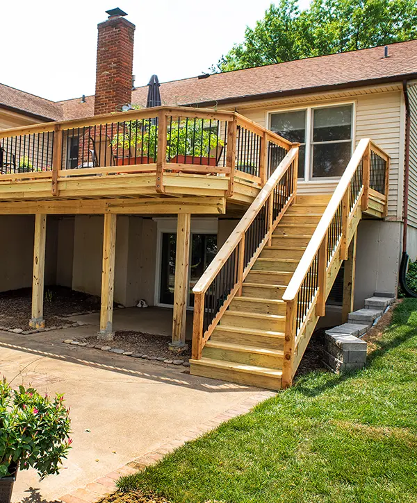 Pressure treated decking on second floor