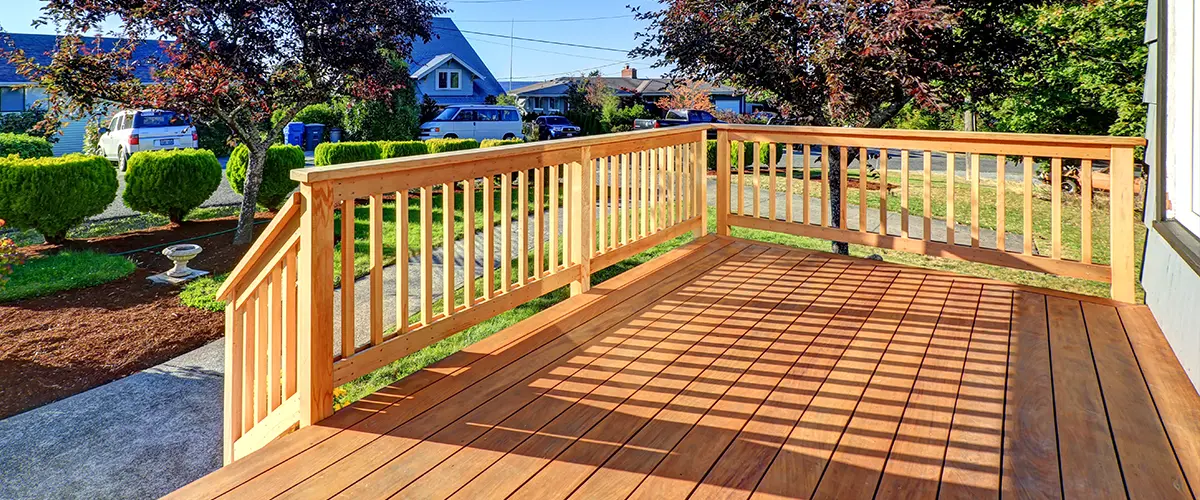 Wood railings for a wood deck