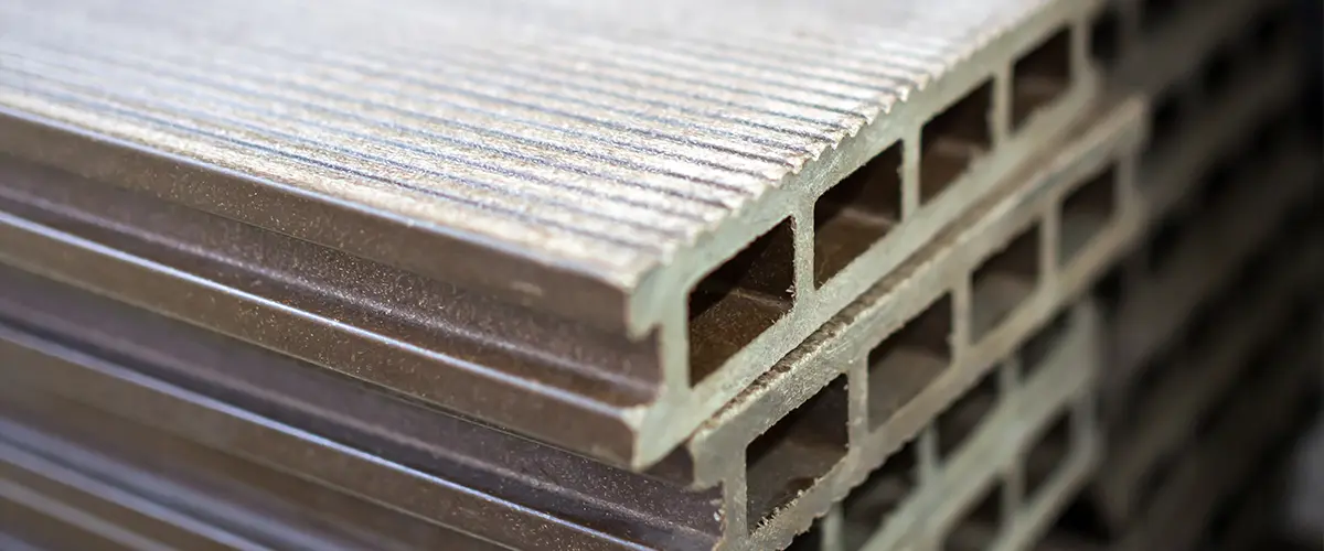 Different types of composite decking close up