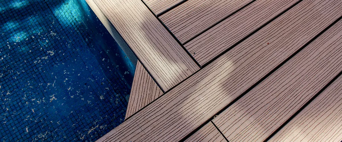 Composite decking around a pool