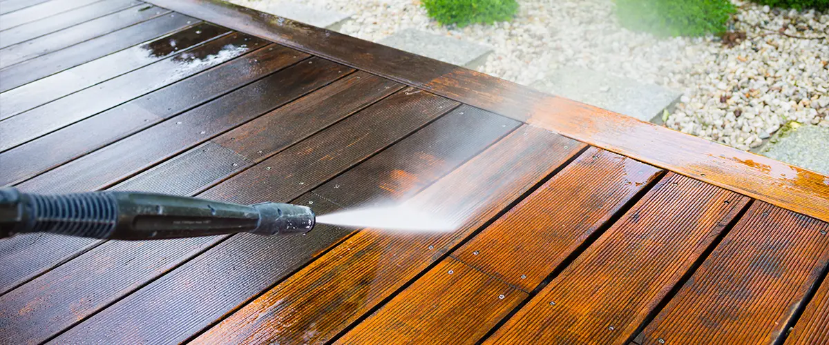 Pressure washing a composite deck