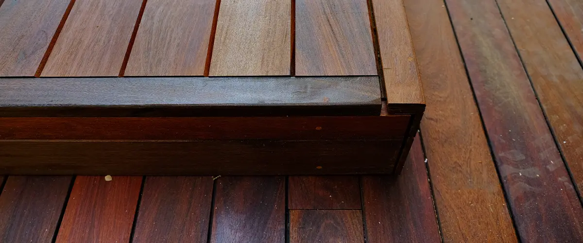 Mahogany wood on deck steps
