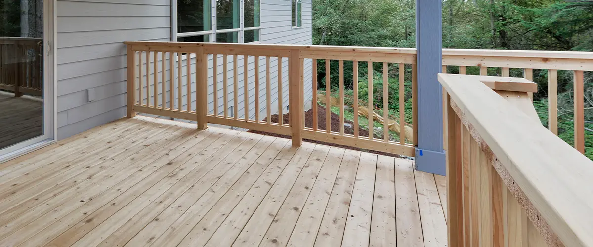 Wood decking with wood railing