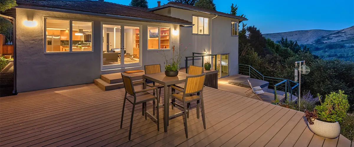 Composite decking on a slope with no railing