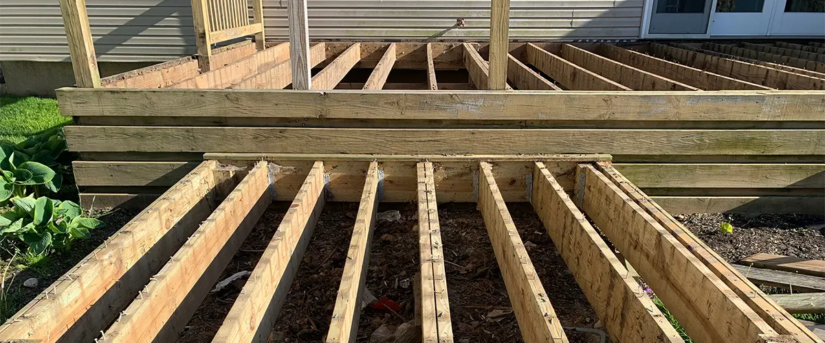 Pressure treated wood deck frame