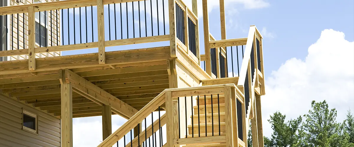two levels wood deck
