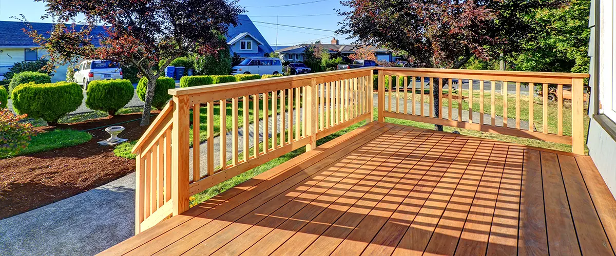 Cedar decking with wood railing