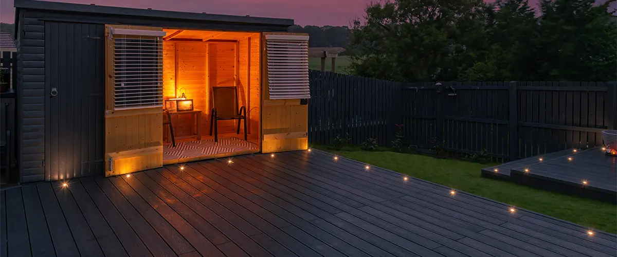 A deck with lightings incorporated
