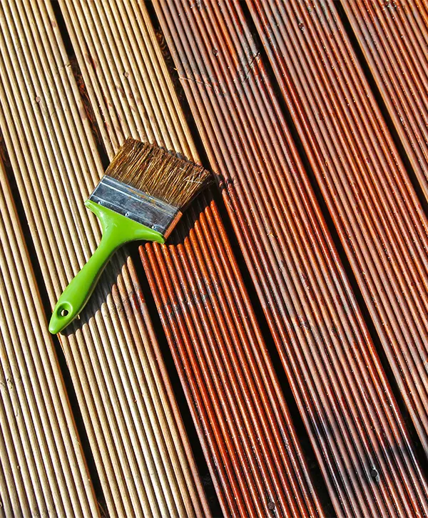 Composite decking stain