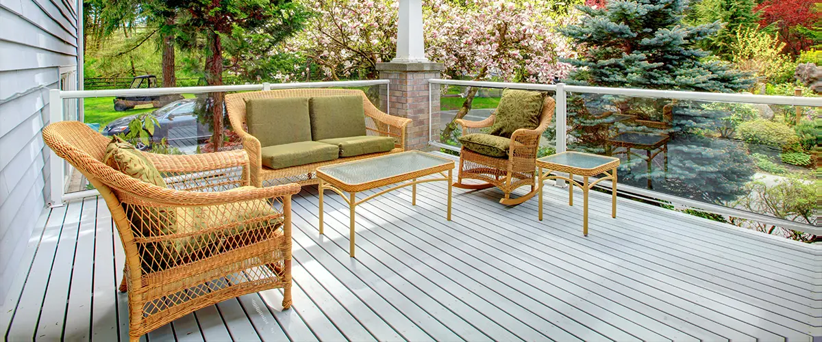 Gray PVC decking with outdoor furniture