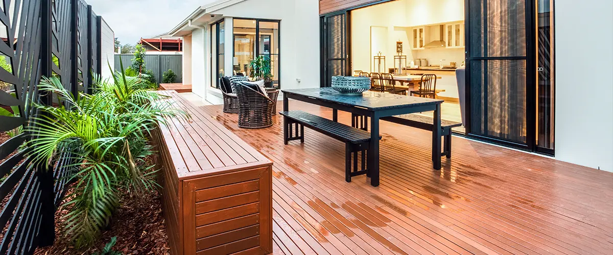 Composite decking with outdoor furniture