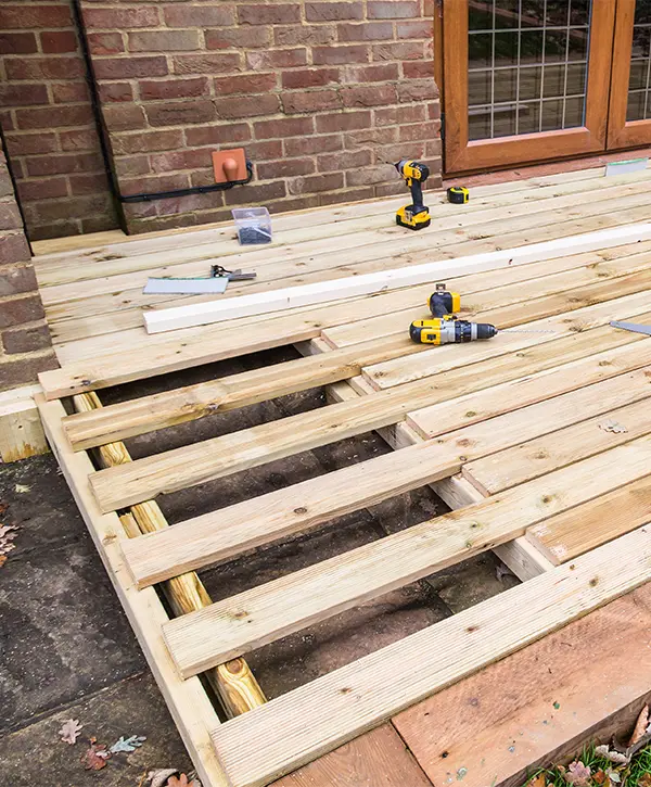Pressure treated wood deck installation