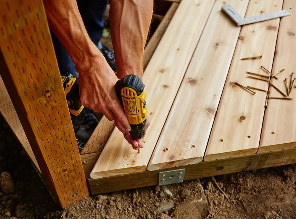 Deck installation in Omaha, Nebraska with pressure treated wood