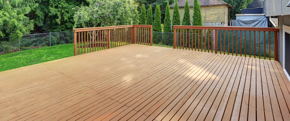 Wood decking with wood railing