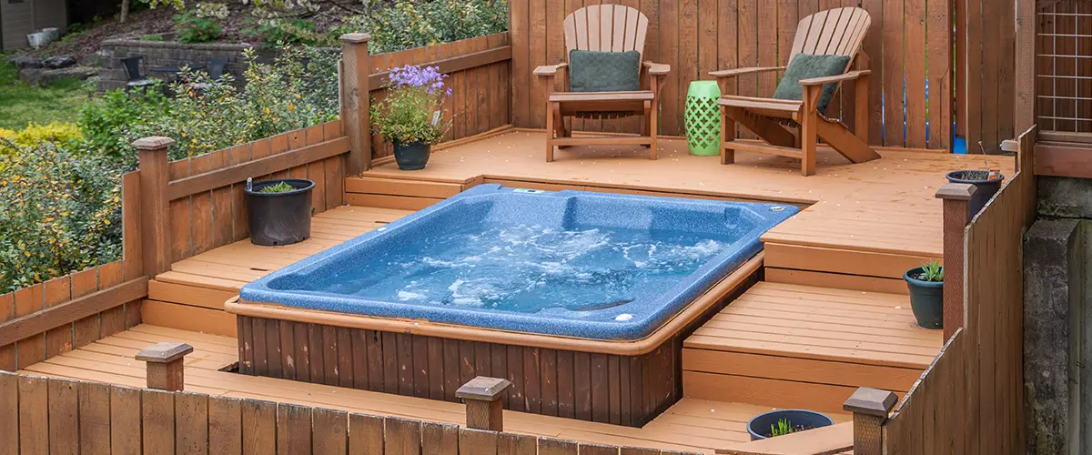 cozy outdoor spa on a custom deck