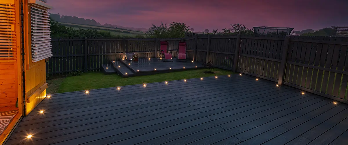 deck with installed lights