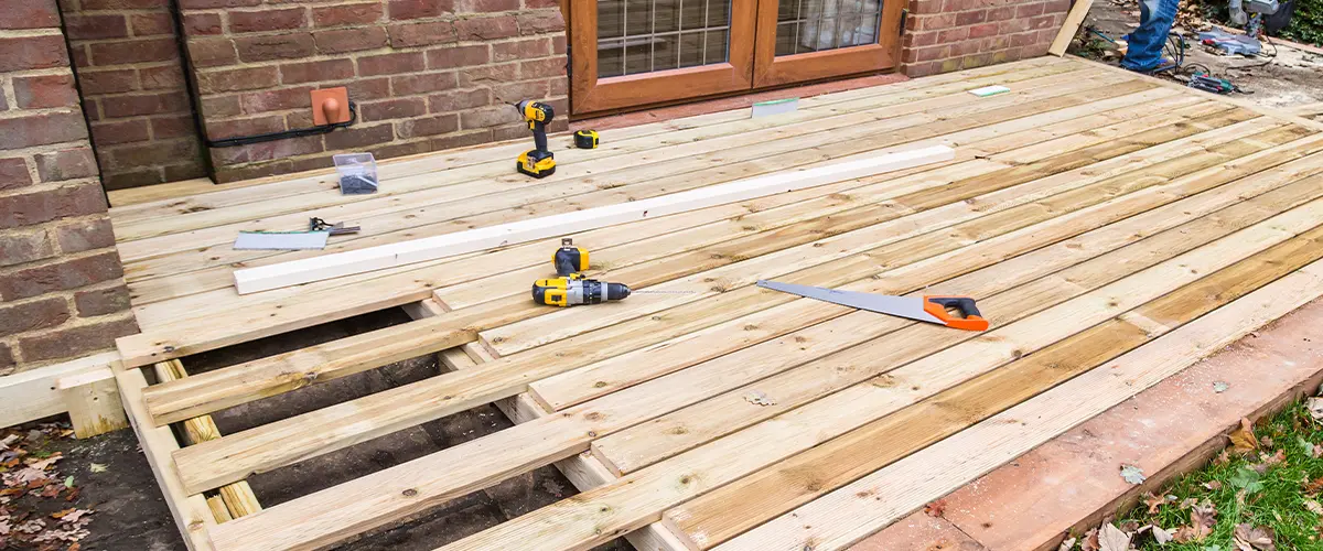 Pressure treated wood deck installation