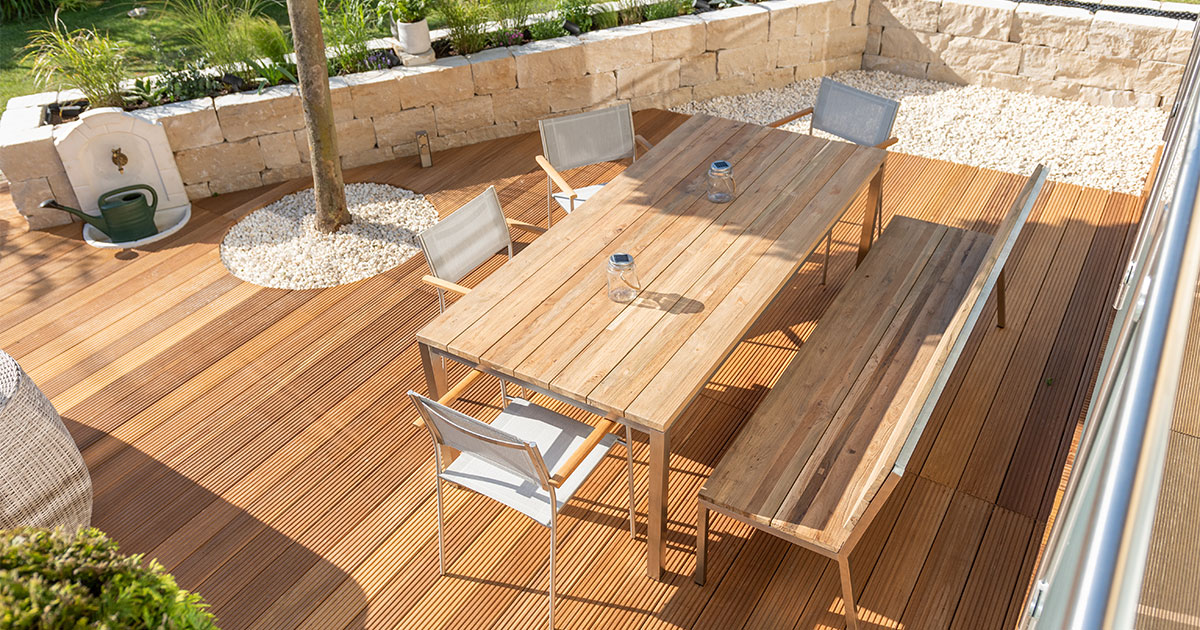 Hardwood table with composite decking