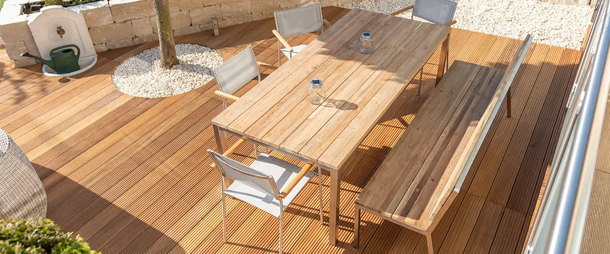 Wooden table with composite decking