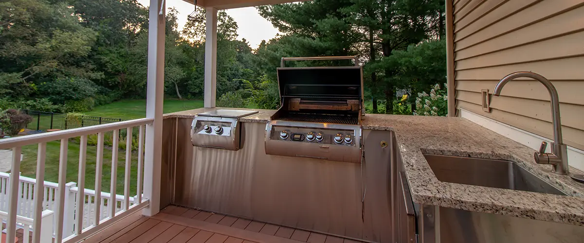 outdoor kitchen built on a deck