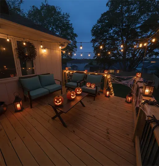 Halloween decorated deck build done by Deck Bros in Omaha, NE