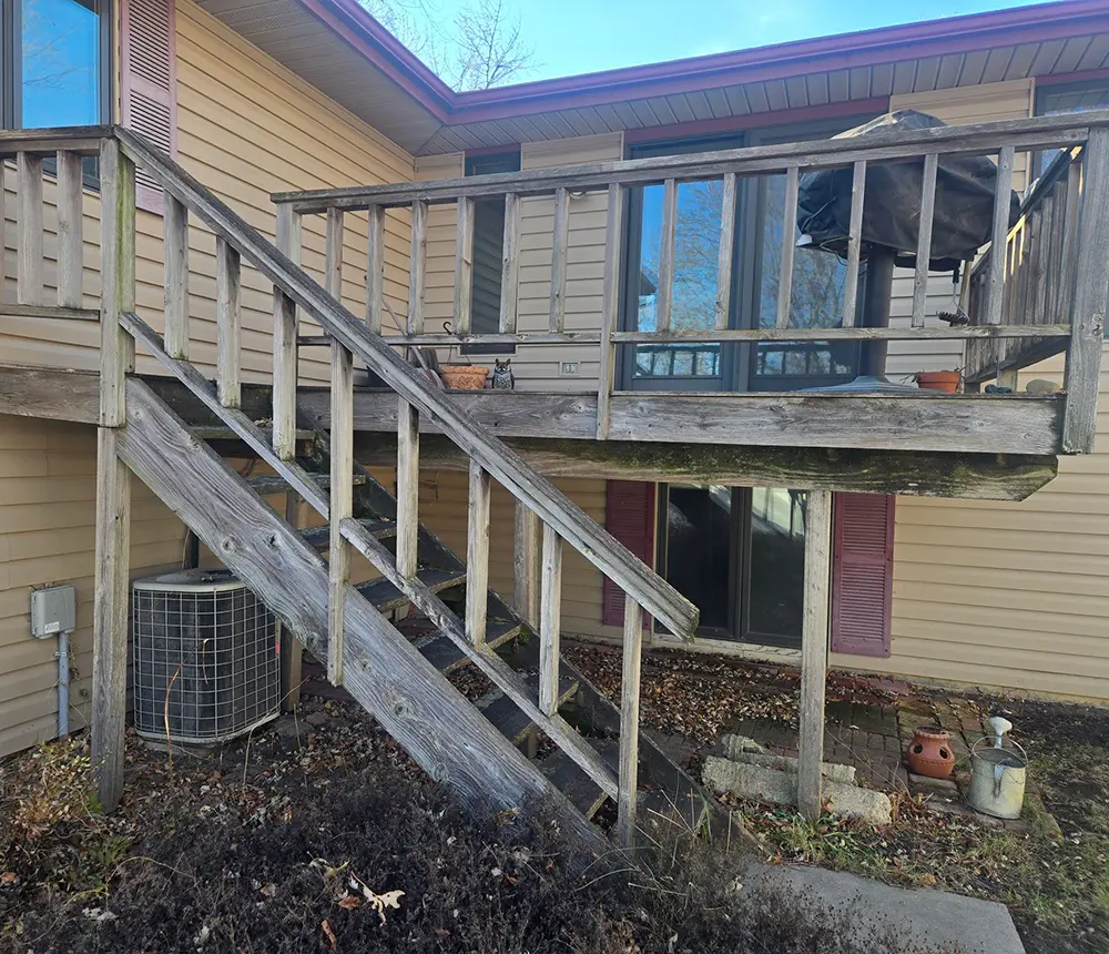 Elevated, 156 sq. ft Cedar Deck In Lincoln old deck
