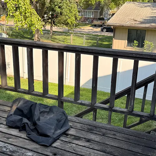 Elevated, 156 sq. ft Cedar Deck In Lincoln rails 1