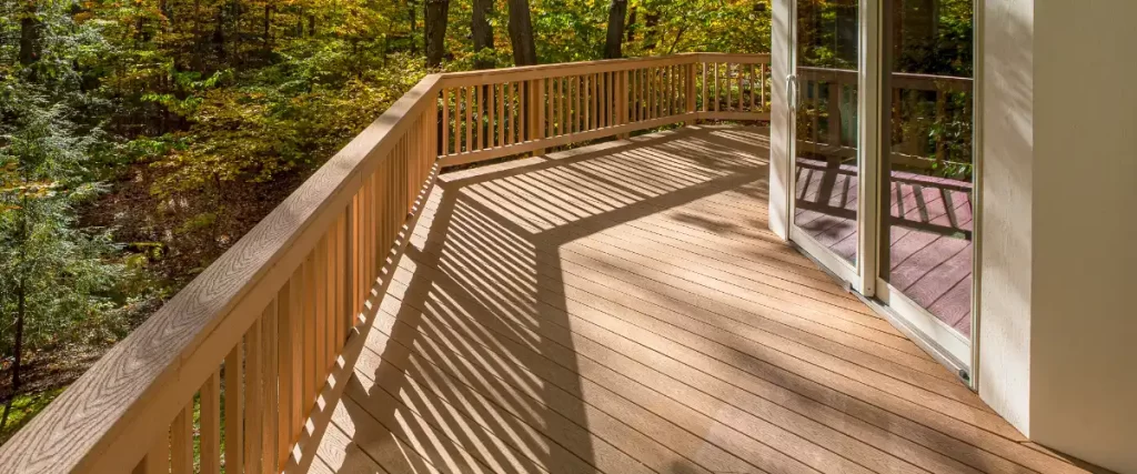 an outdoor deck made from Trex composite decking material