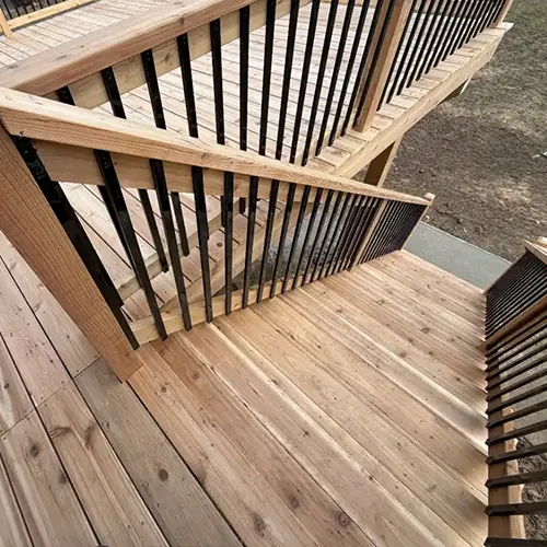 new deck stairs close up